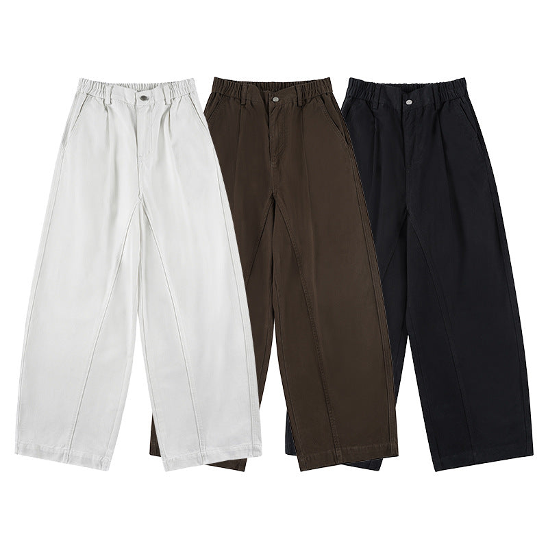 Men's Ultra Wide Cotton Twill Pants with Pleat and Palazzo Silhouette Mune Fashion