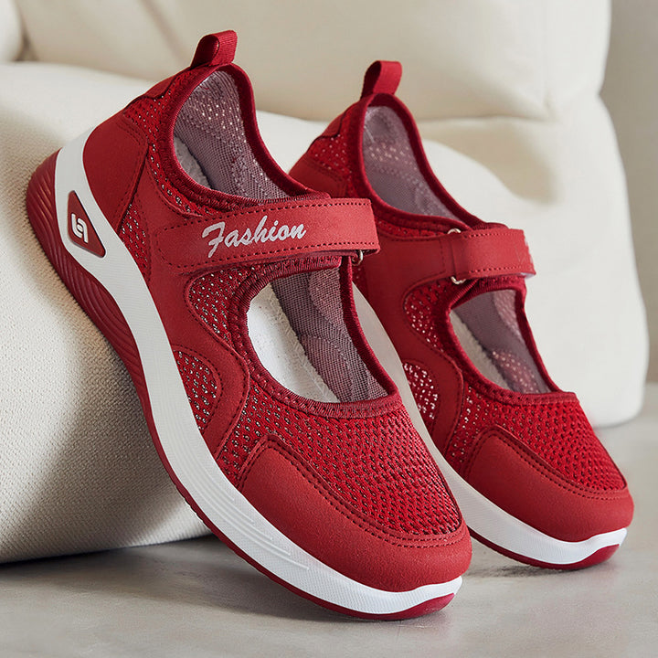 Women's breathable Mary-Jane walking shoe with velcro closure, seamless mesh upper and shock-absorbing lightweight sole Mune Fashion