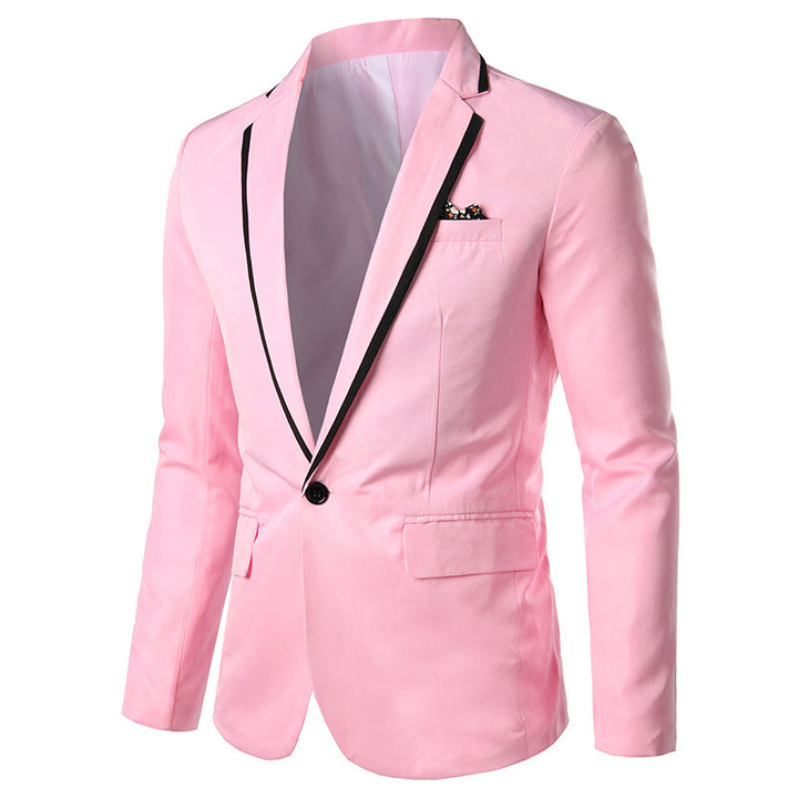Men's tailored single-breasted blazer with contrasting edge trim Mune Fashion