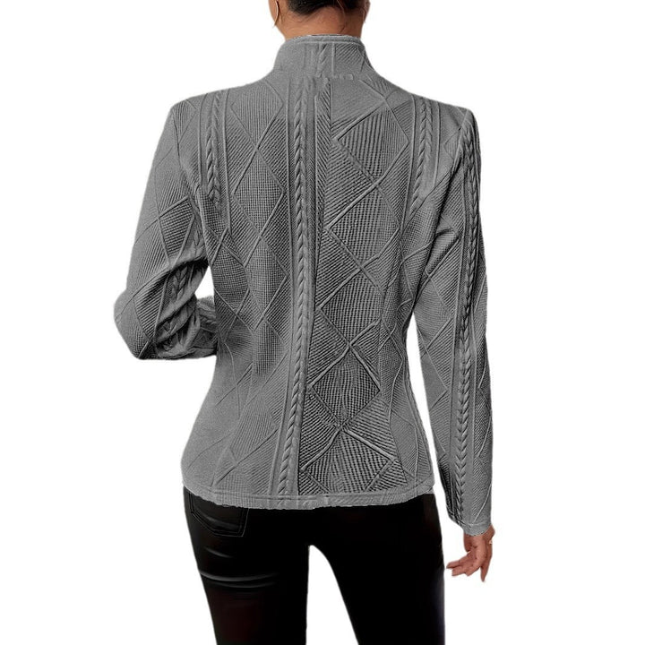 Women nan tailored structured blazer with stand-up collar and braid application Mune Fashion