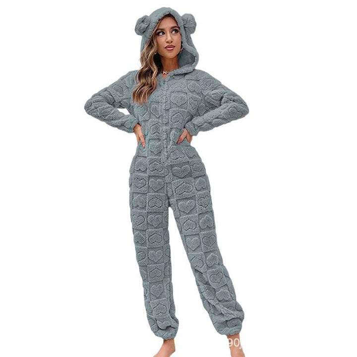 Women's Cozy Fleece Jumpsuit with Hood Mune