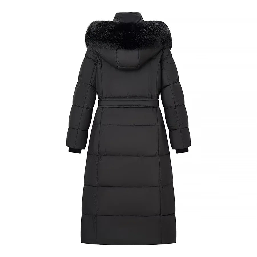 Ladies long cut thermal padded coat with separate inner jacket, hood and tie belt Mune Fashion