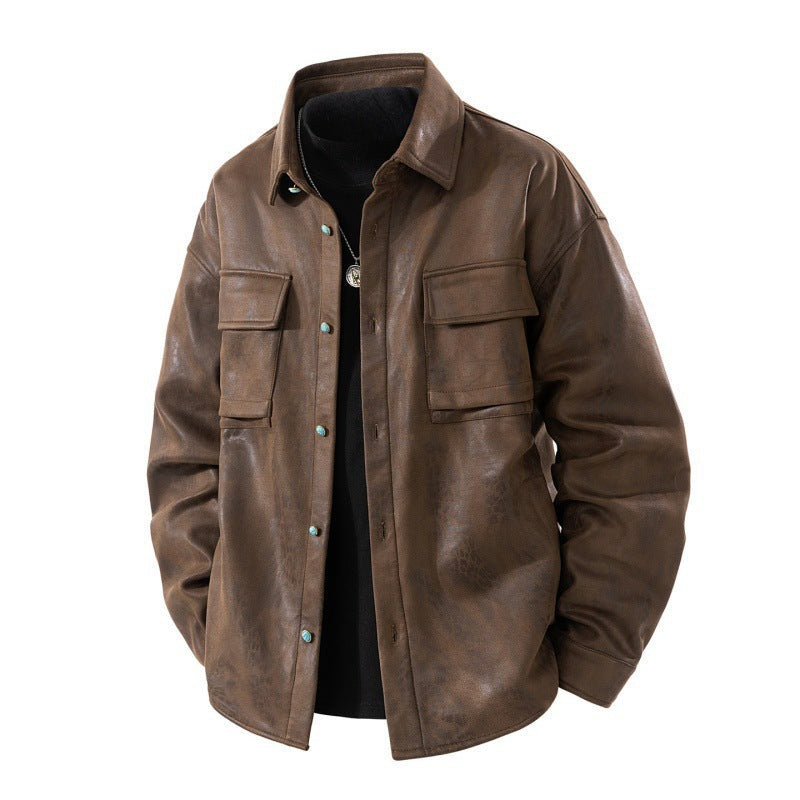 Men's Casual Leather Jacket Mune Fashion