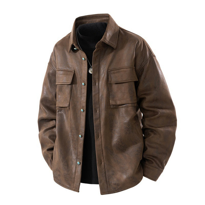 Men's Casual Leather Jacket Mune Fashion