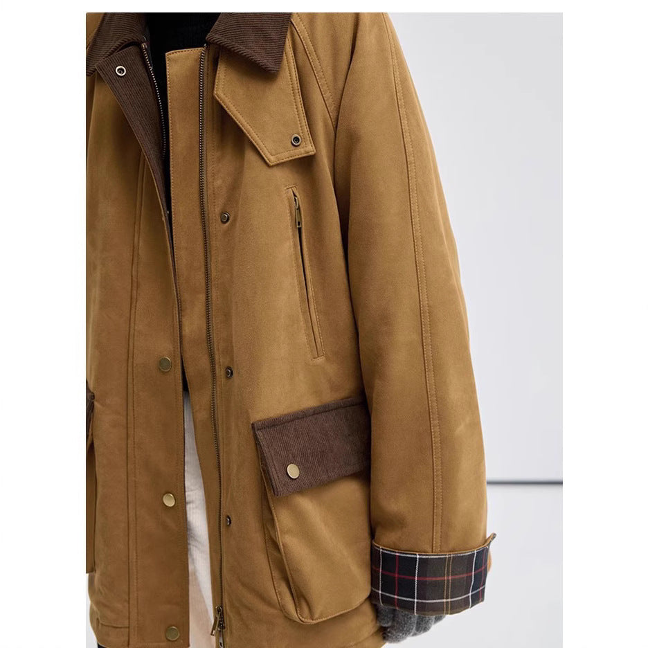 Women's Fashionable Transitional Jacket Made of Soft Material with Check Pattern Mune Fashion