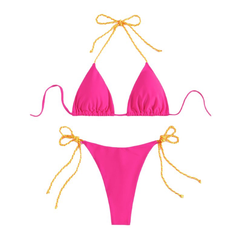 Women's Triangle Bikini with Adjustable Straps and Colorful Accents Mune Fashion