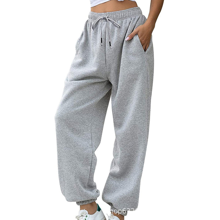 Women's casual jogging pants with high waistband, elastic ankle cuffs, and soft fleece lining Mune Fashion