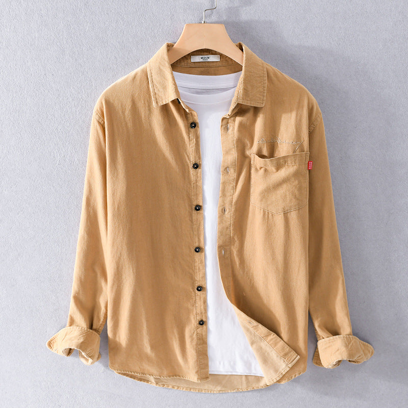 Men's Loose Cotton-Linen Layering Shirt with Chest Pocket and Soft-Touch Texture Mune Fashion