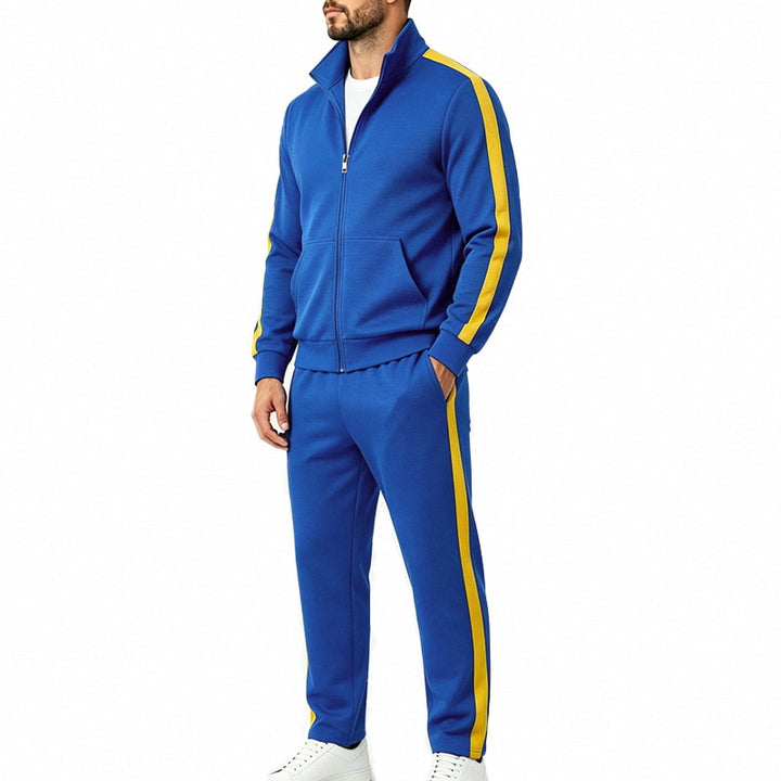 Men's Sport Tracksuit Set with Contrast Stripes, Zip Jacket and Jogging Pants Mune Fashion