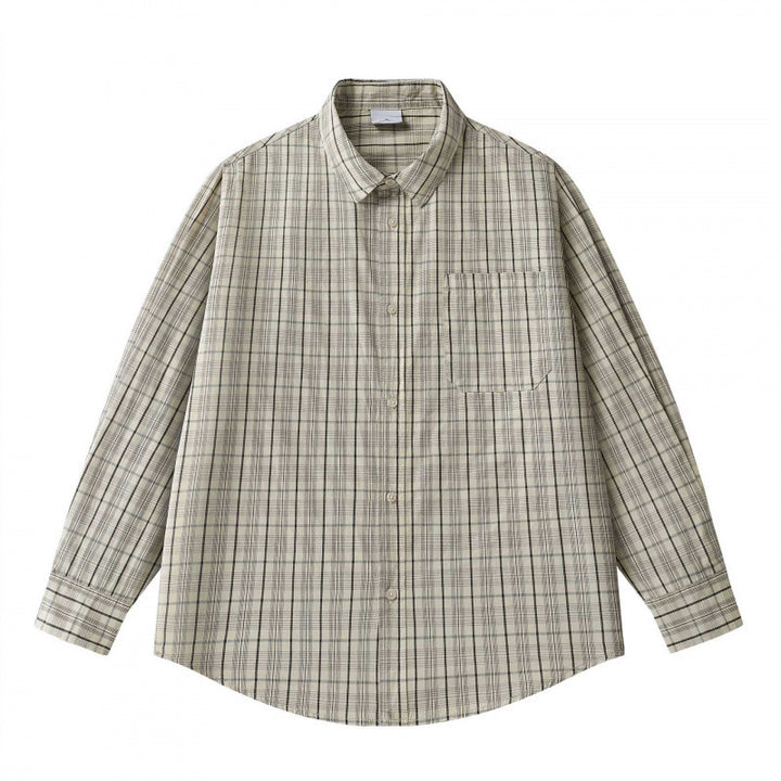 Unisex Lockered Boxy Check Overshirt made of lightweight cotton blend with back yoke and gathered detail Mune Fashion