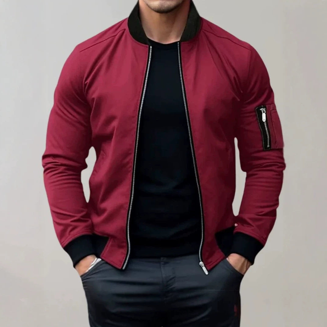 Men's Fashion Bomber Jacket with Zipper