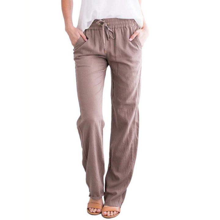 Women's lightweight linen pants with elastic waistband and wide leg Mune Fashion