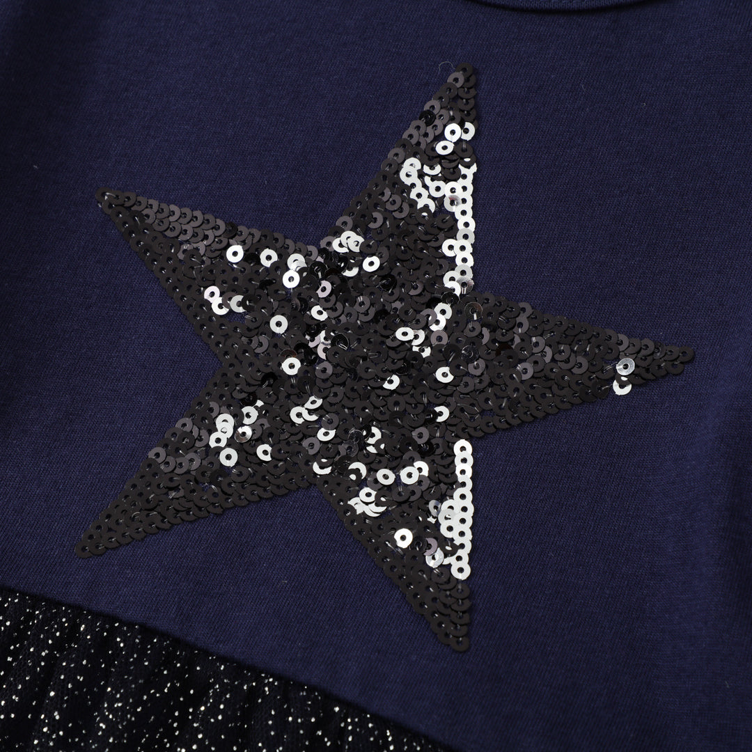 Girl's dress with glittering star motif and tulle skirt Mune Fashion