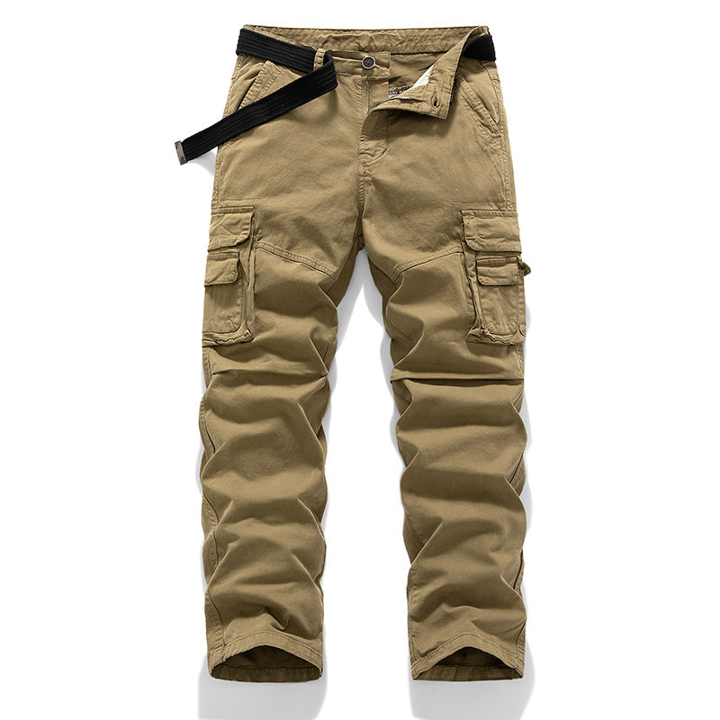 Men's Robust Canvas Cargo Work Pants with Multifunctional Pockets, Knee Reinforcement, and Integrated Web Belt Mune Fashion