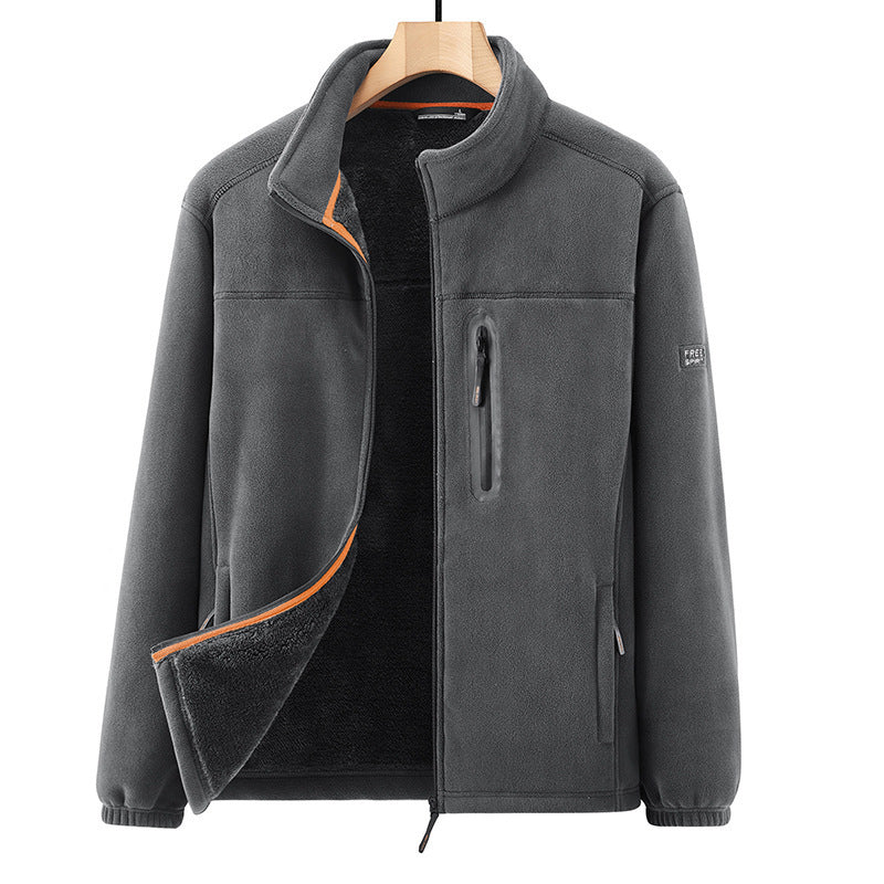 Men's microfleece outdoor jacket with waterproof breast pocket, stand-up collar, and teddy fleece lining Mune Fashion