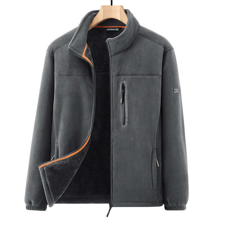 Men's microfleece outdoor jacket with waterproof breast pocket, stand-up collar, and teddy fleece lining Mune Fashion