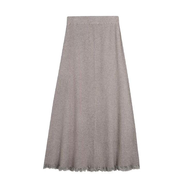 Women Two-Piece Ribbed Knit Set with Lace Trim Mune Fashion