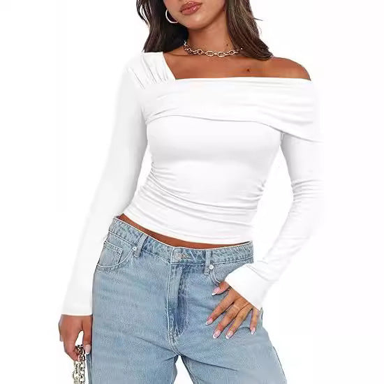 Women Off-Shoulder Long Sleeve Shirt Mune Fashion