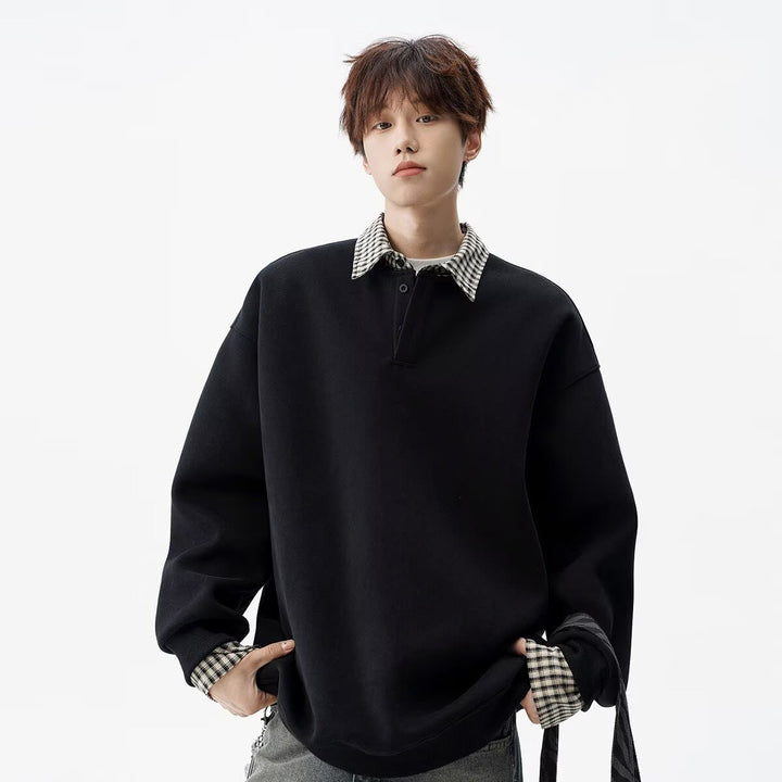 Men's Oversized Sweatshirt with Collar Mune Fashion