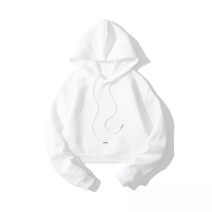 Women's cropped hoodie with soft fleece interior and elastic ribbed hem Mune Fashion
