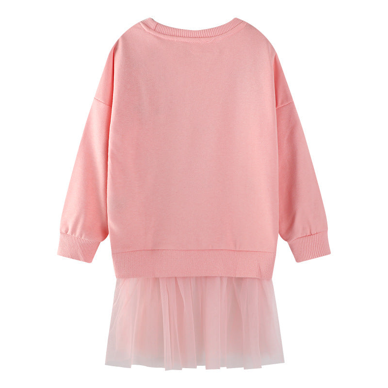 Girls sweatshirt with tulle skirt and animal appliqué Mune Fashion