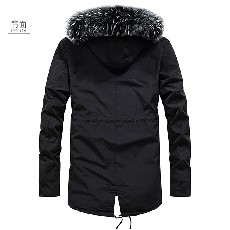 Men's Urban Thermal Parka with Faux Fur Hood, Multifunctional Pockets and Waist Adjustment Mune Fashion