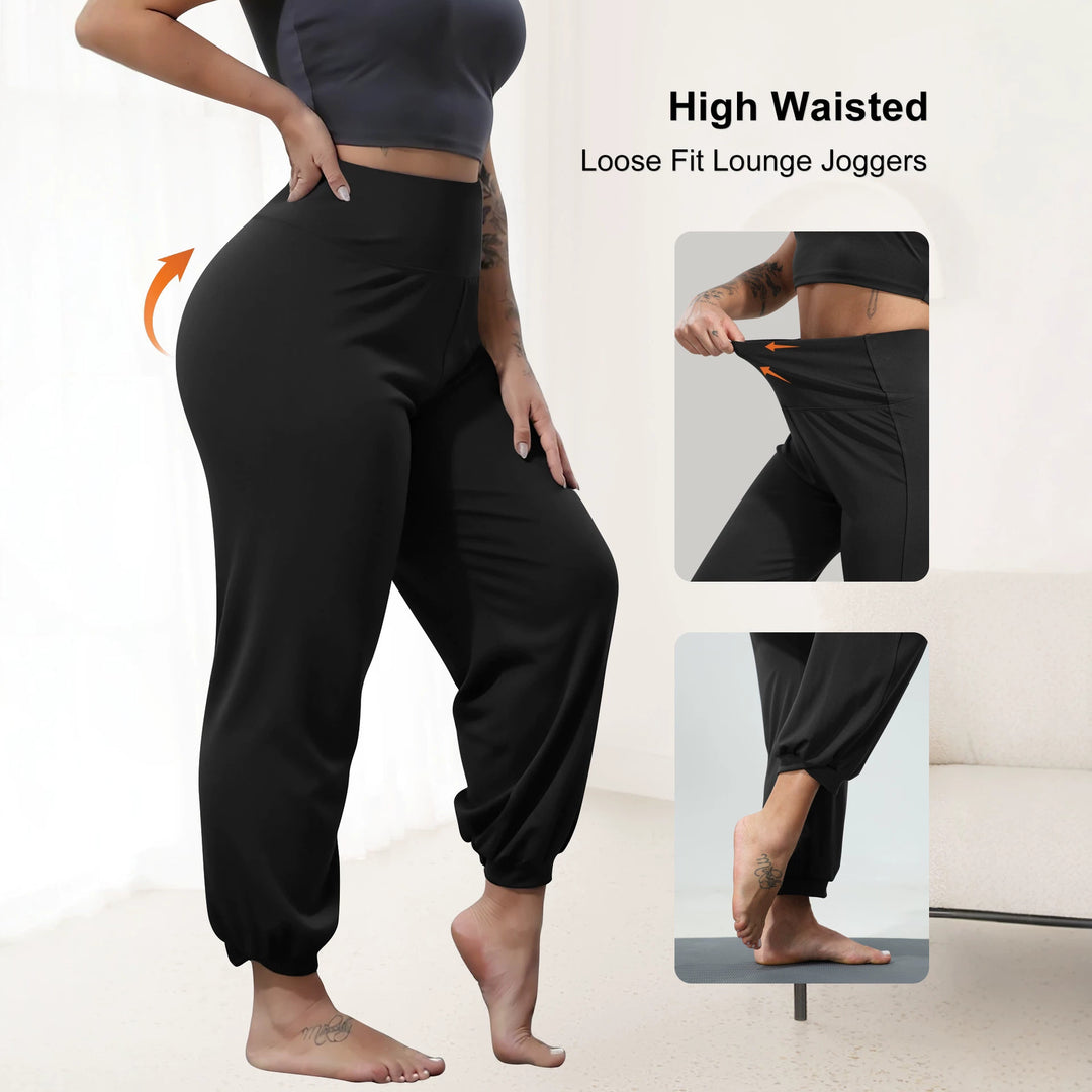 Women’s Harem Lounge Pants with High Waist, Tailored Fit and Elastic Cuffs Mune Fashion
