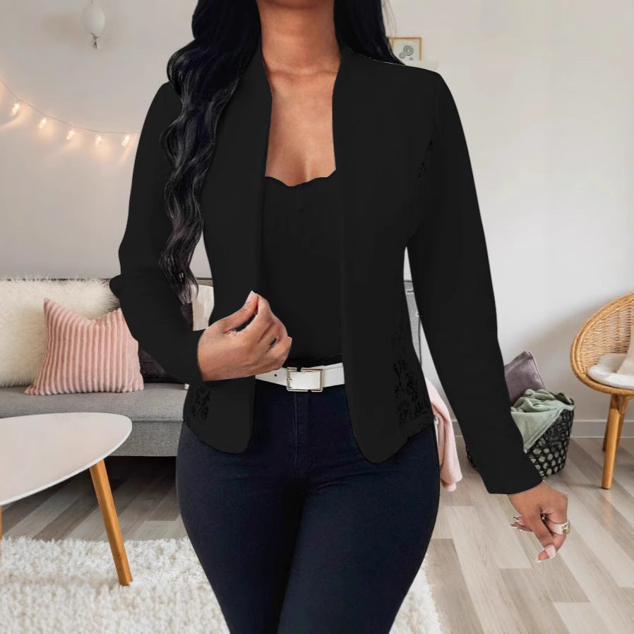 Women's Elegant Blazer Jacket with Lace Accents Mune