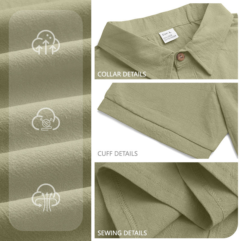 Men's short-sleeve polo with shirt collar, short button placket and structured cotton blend Mune Fashion