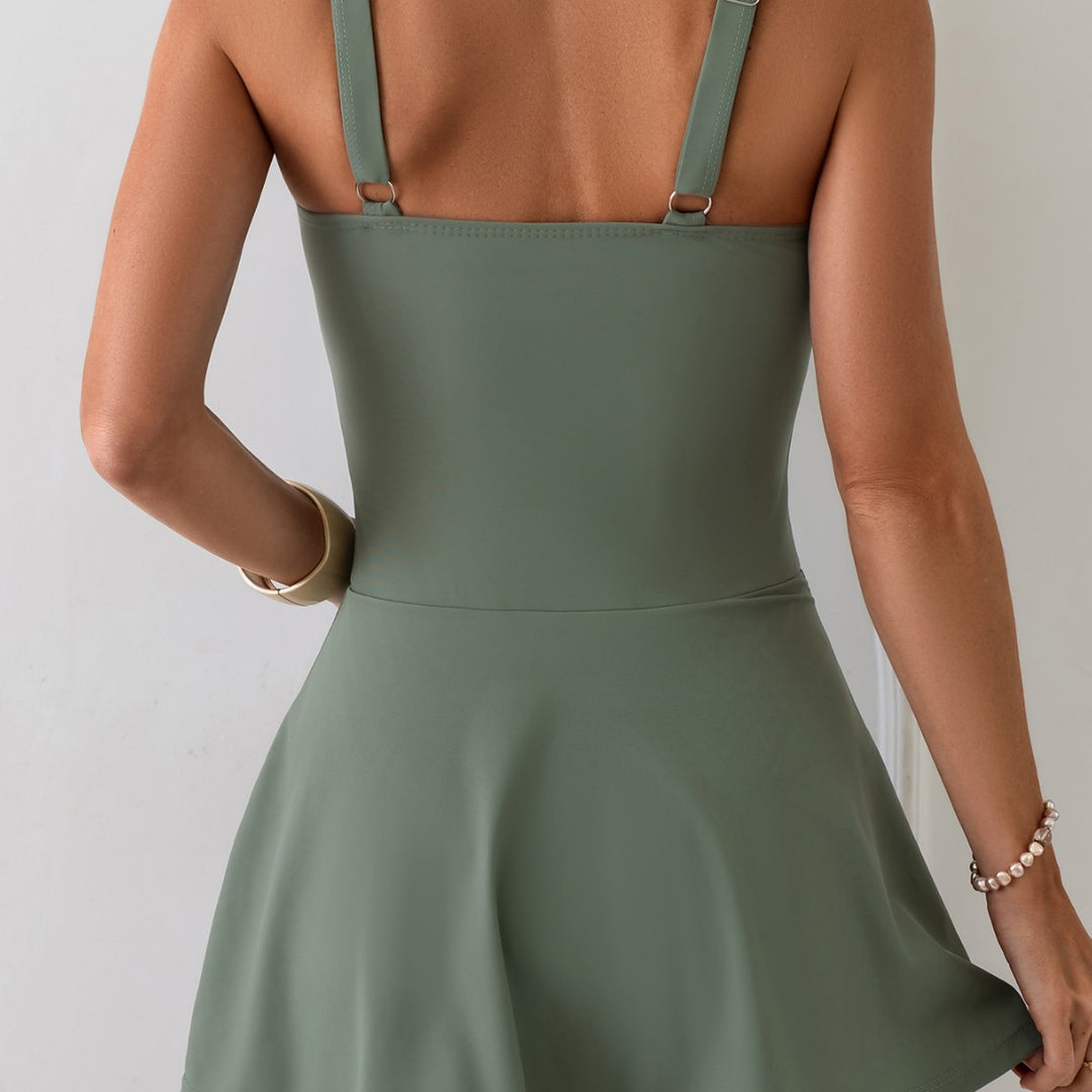 Women Tailored Swimsuit with Asymmetrical Skirt Mune Fashion