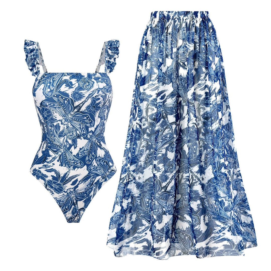 Women’s swimsuit dress with floral pattern and flaring skirt Mune Fashion