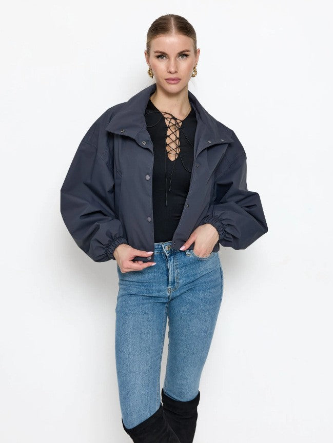 Ladies Stylish Short Jacket with High Collar