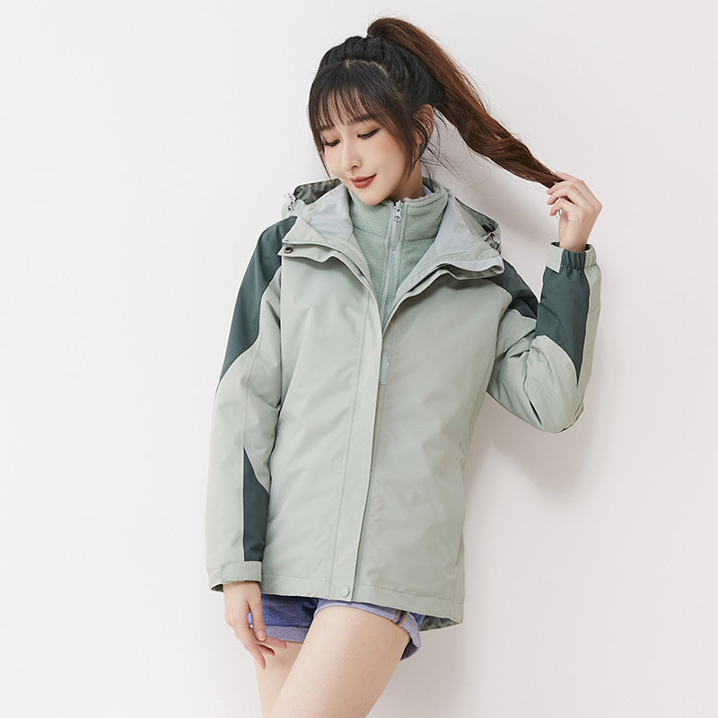 Women double-layer outdoor jacket with removable fleece inner jacket and windproof membrane Mune Fashion