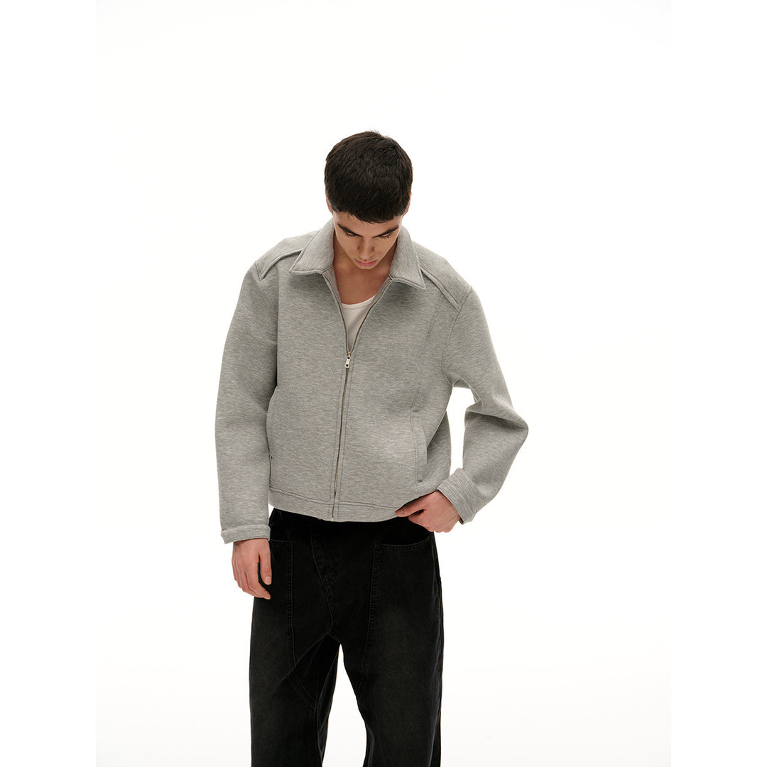 Women Lightweight Boxy Sweat Jacket with Shirt Collar, Full Zip and Concealed Side Pockets Mune Fashion