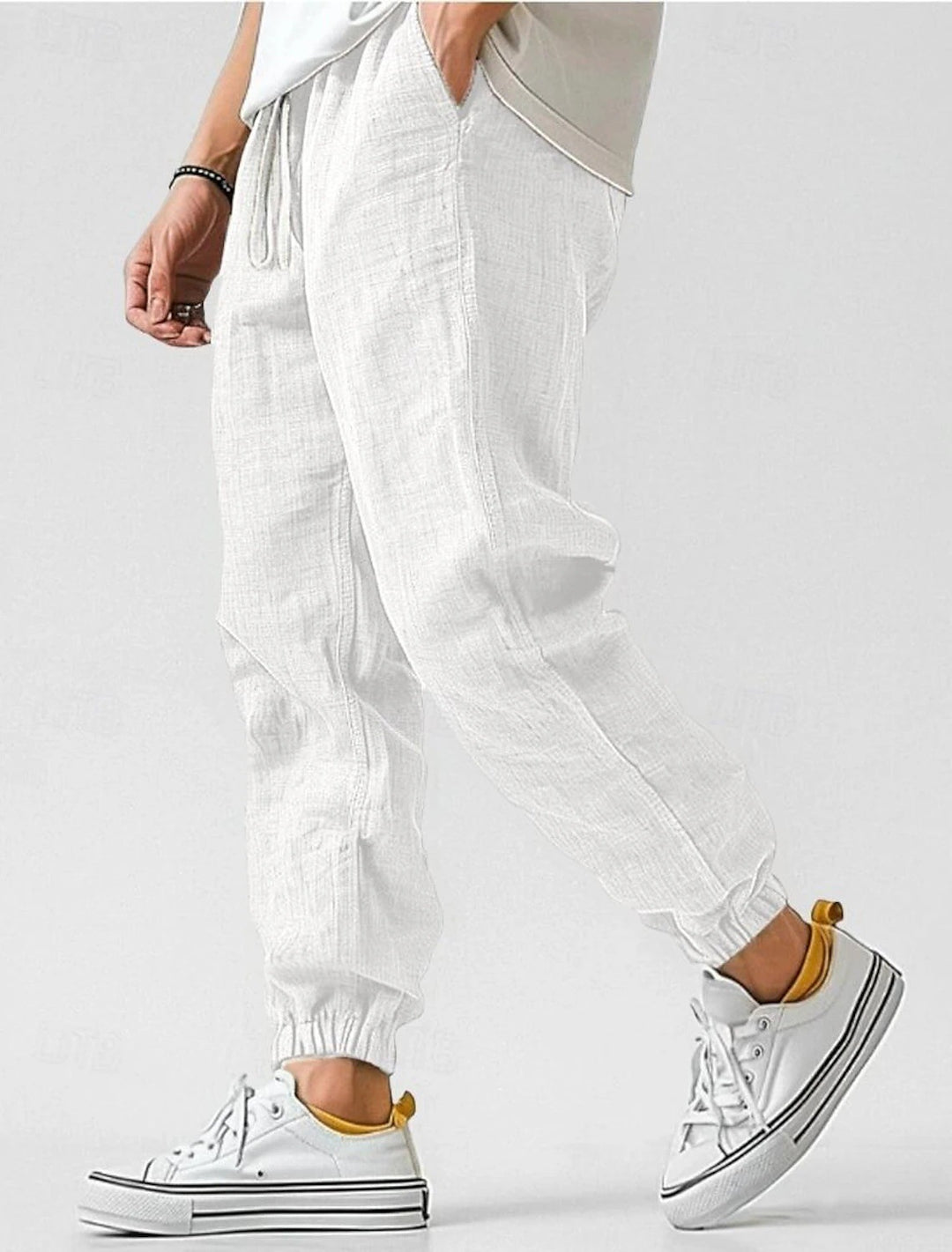 Men's Comfortable Pants with Elastic Waistband and Side Pockets EB