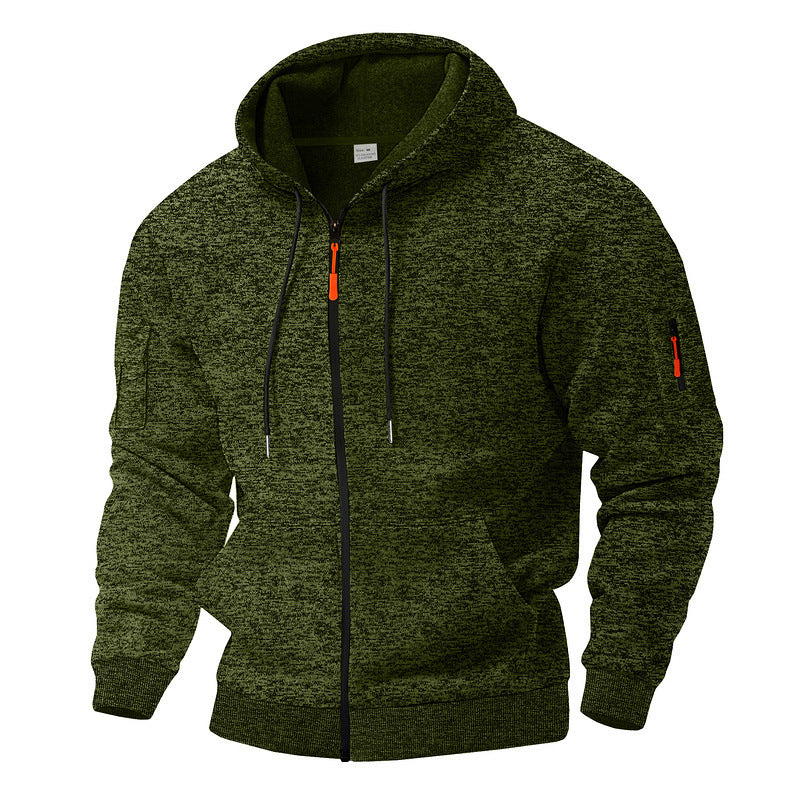 Men's casual hoodie jacket with full zipper and arm pocket Mune Fashion