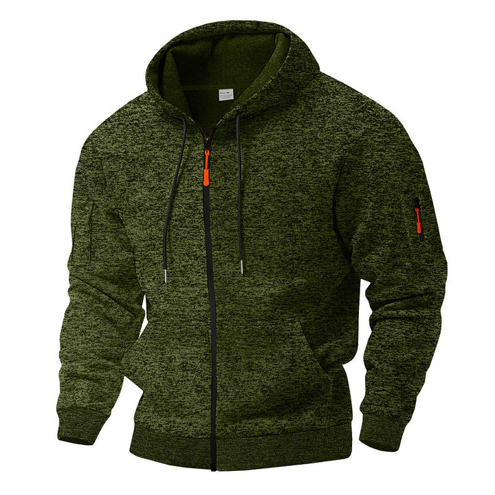 Men's casual hoodie jacket with full zipper and arm pocket Mune Fashion