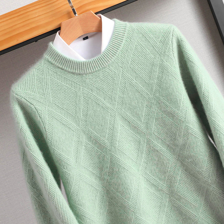 Men's fine diamond pattern crew neck sweater made of merino blend with a soft touch Mune Fashion