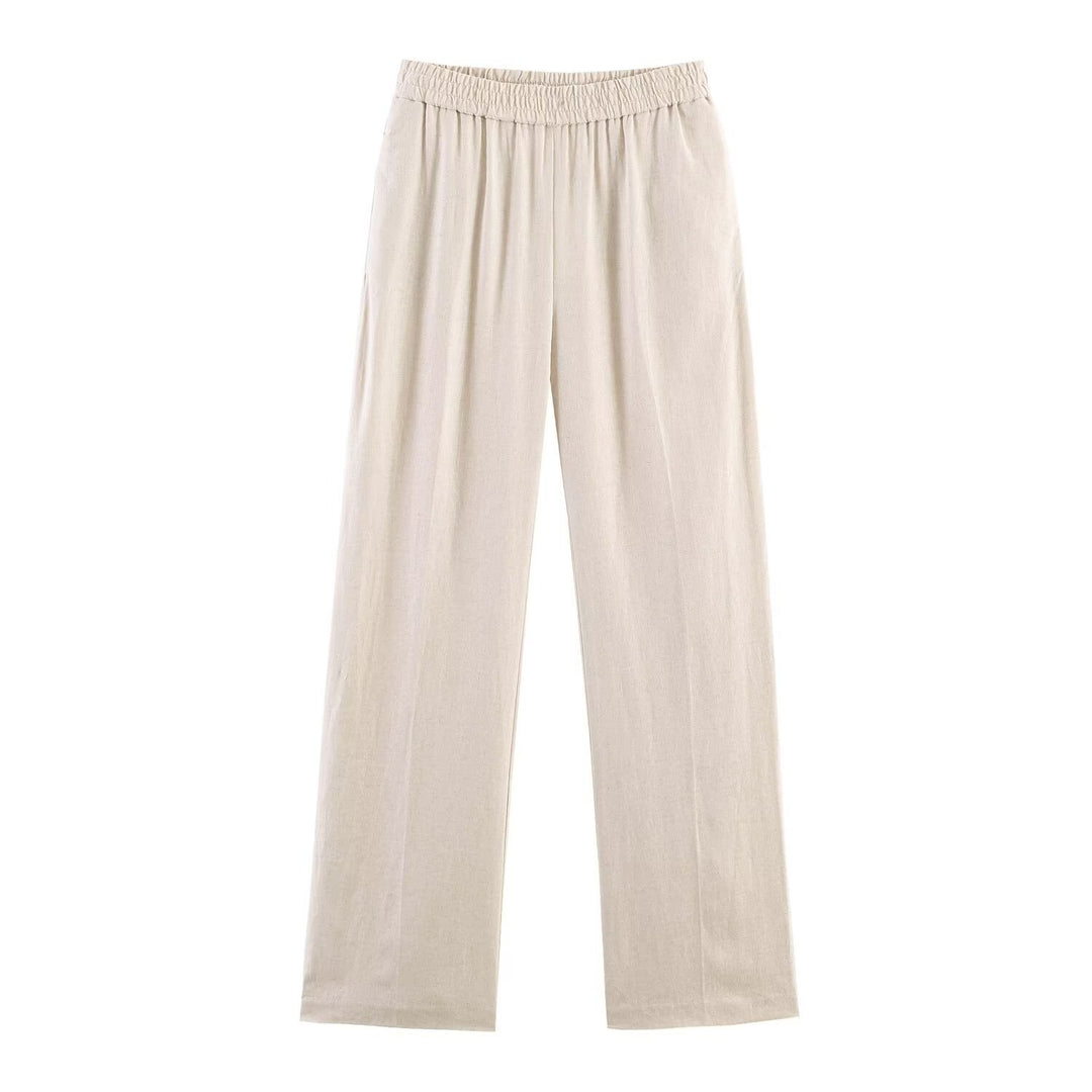 Women's Wide Palazzo Pants with Elastic Gathered Waistband and Flowing Lightweight Fabric Mune Fashion