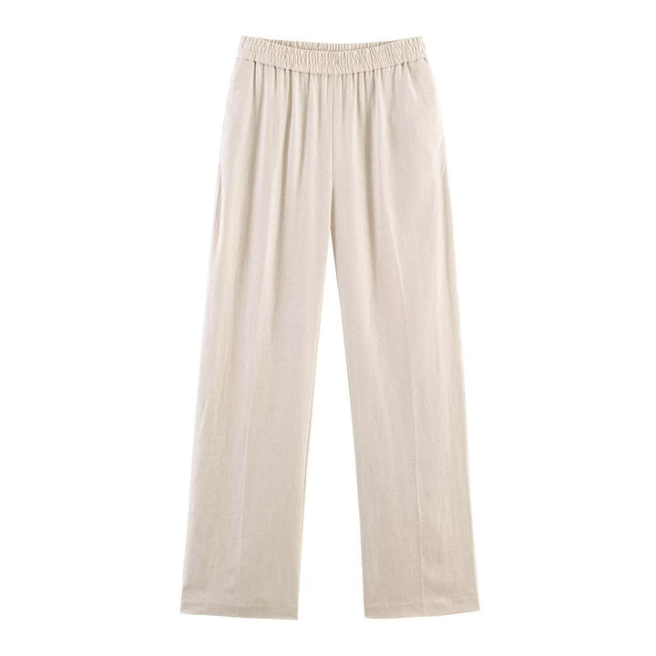 Women's Wide Palazzo Pants with Elastic Gathered Waistband and Flowing Lightweight Fabric Mune Fashion