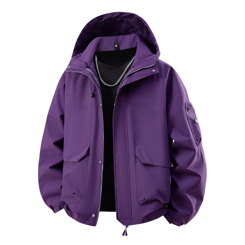 Men's waterproof hooded outdoor jacket with windproof membrane, adjustable hem, and multifunctional pockets Mune Fashion