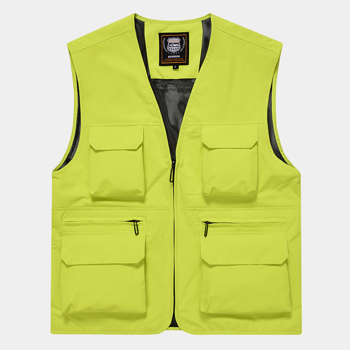 Men's Multifunctional Utility Vest with Mesh Lining and Multiple Front Pockets Mune Fashion