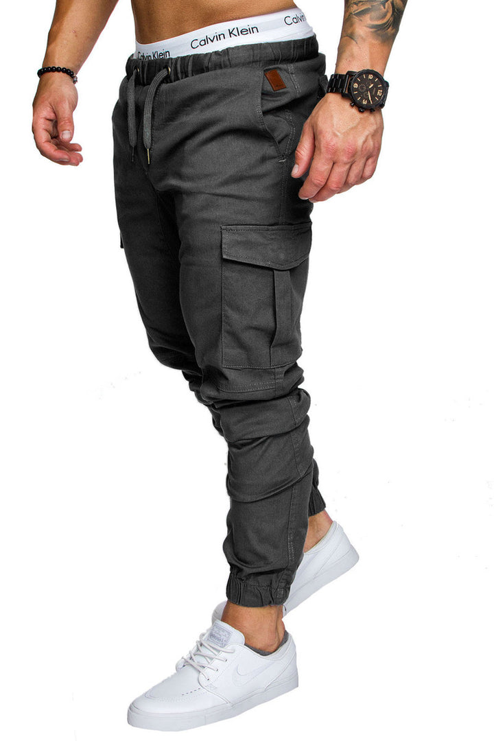 Men Tapered Cargo Jogger with elastic waistband, drawstring and pouch pockets Mune Fashion
