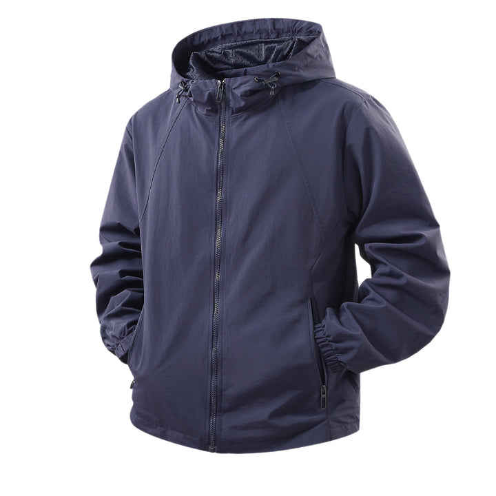 Men's Lightweight Breathable Hooded Windbreaker with Mesh Lining and Zipper Pockets Mune Fashion