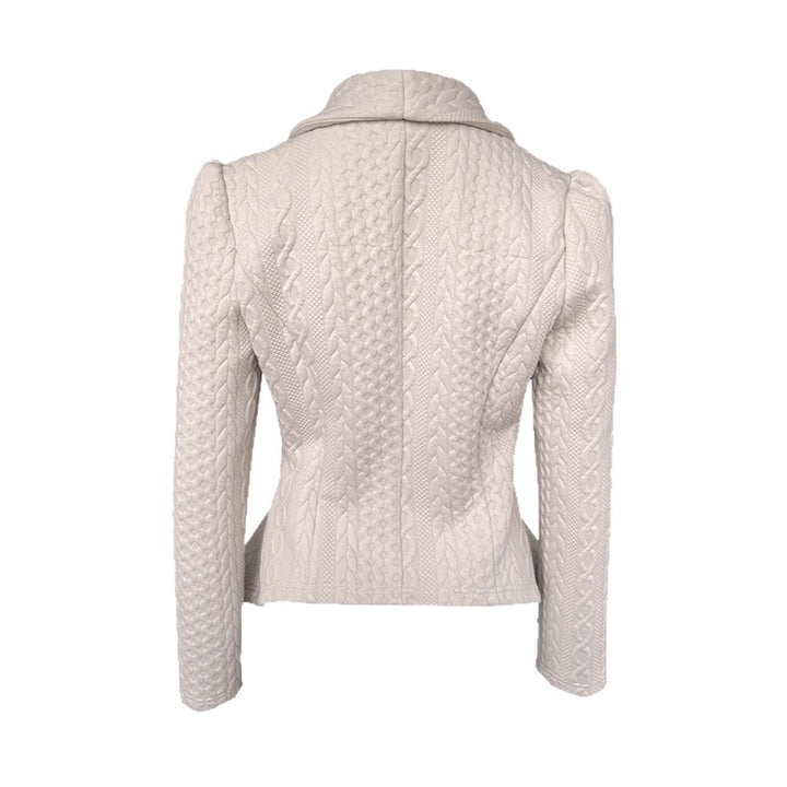 Women's Tailored Knit Blazer with Shawl Collar and Cable Knit Structure Drune