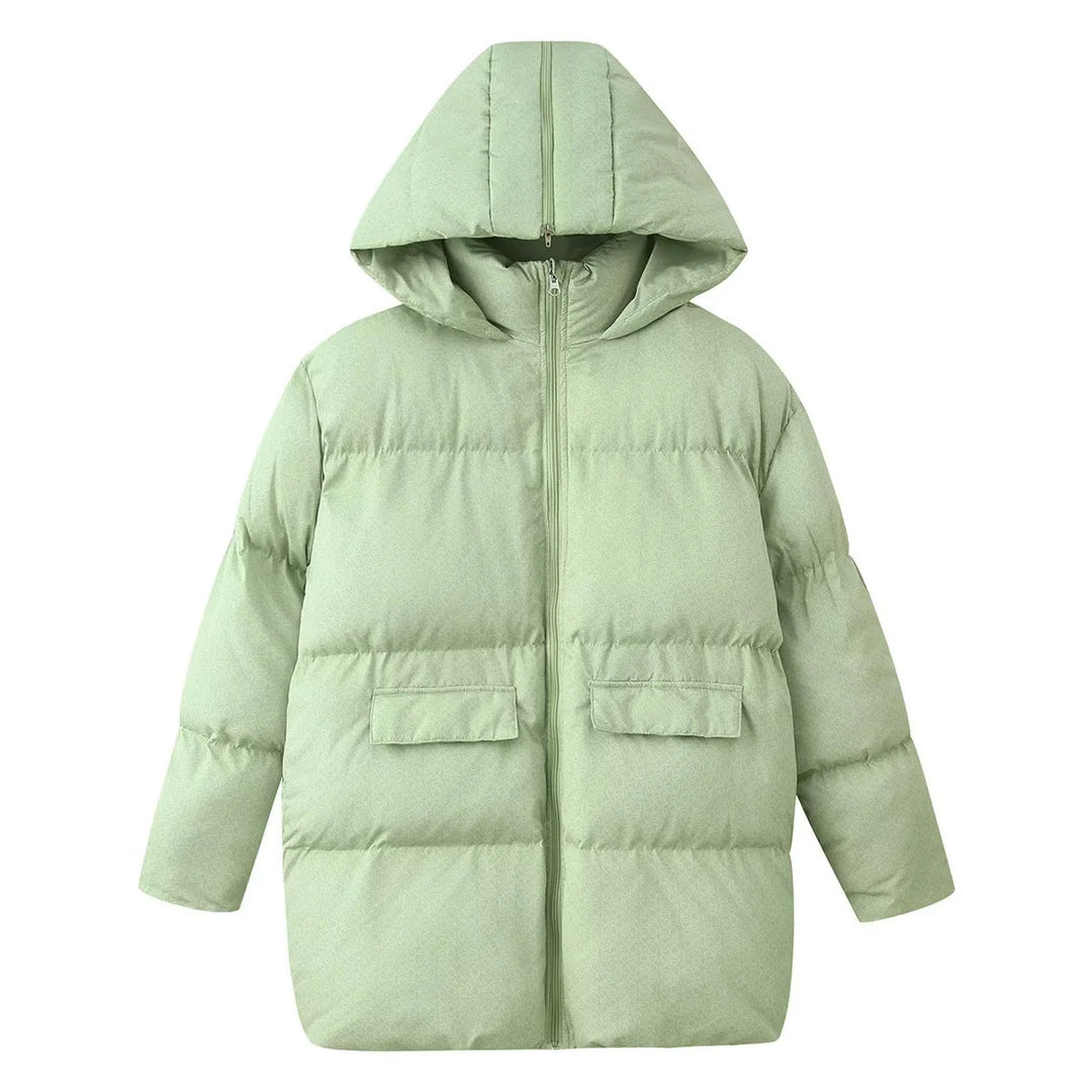 Women's padded oversized quilted coat with hood, thermal insulation and patch pockets Mune Fashion