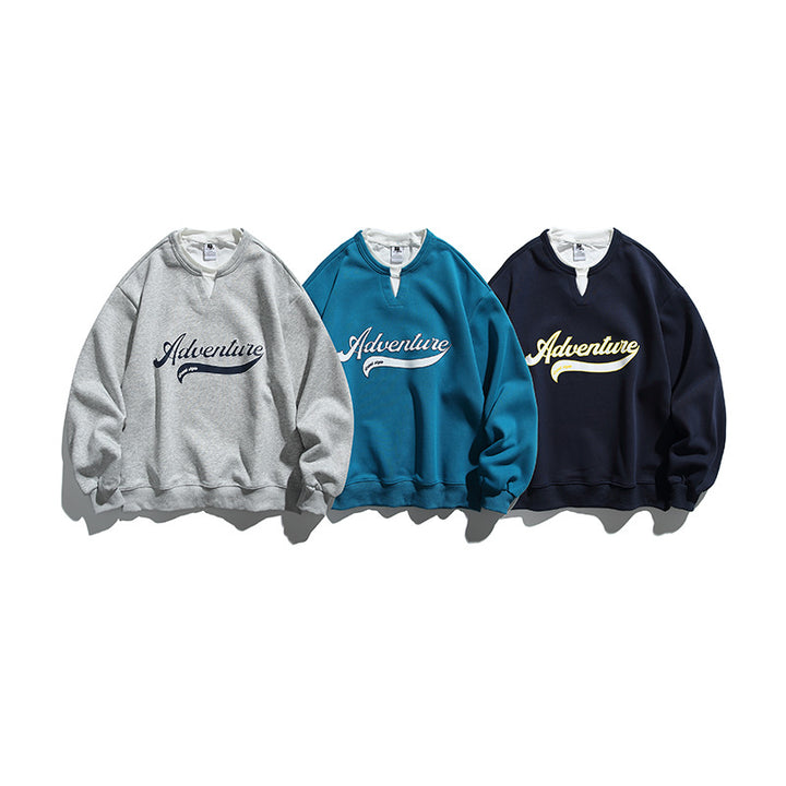 Unisex Oversize Sweatshirt with Layered Collar, Soft Fleece and Statement Print Mune Fashion