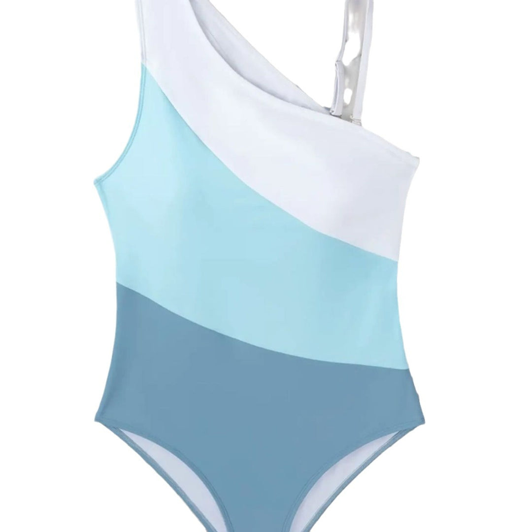 Women's One-Sided Swimsuit with Modern Color Block Design Mune Fashion