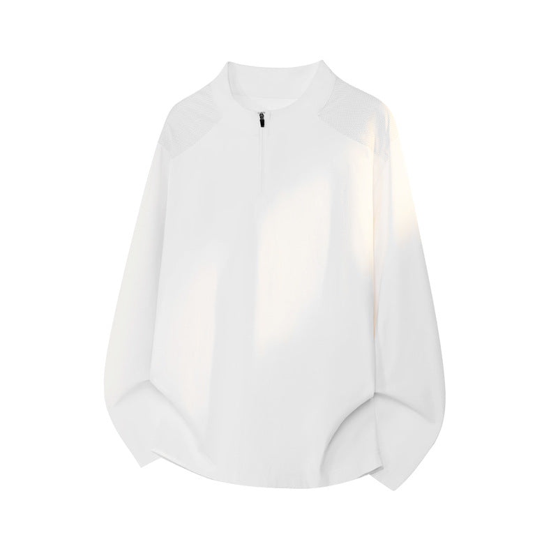 Men's sporty long sleeve top with stand-up collar and zipper Mune Fashion