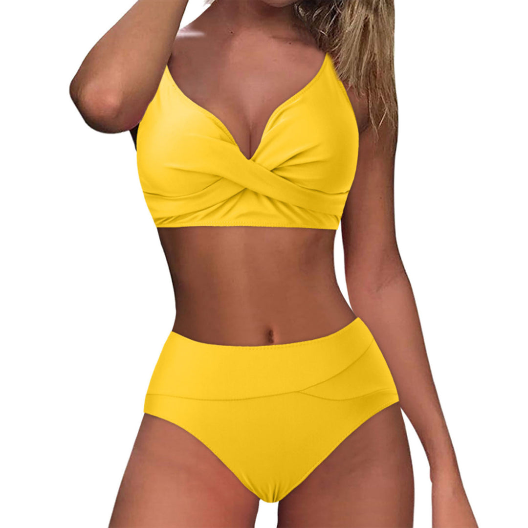 Women's High-Waisted Bikini Set with Sophisticated Twist Top Mune Fashion